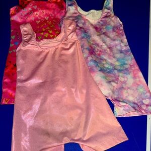 Girls' Shimmer Pink & Pastel Multi Leotard Set